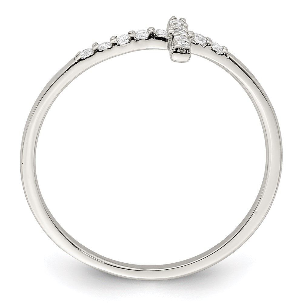 Sterlingsilber Rhodiniert Zirkonia Seitlich Kreuz Ring