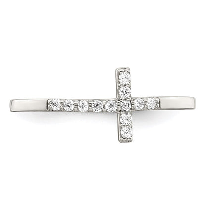 Sterlingsilber Rhodiniert Zirkonia Seitlich Kreuz Ring