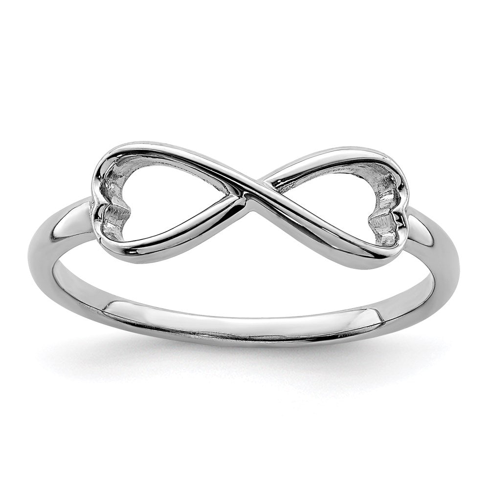 Sterlingsilber Rhodiniert Unendlichkeit Herz Ring