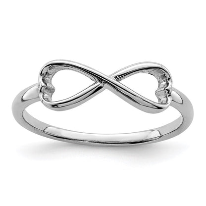 Sterlingsilber Rhodiniert Unendlichkeit Herz Ring