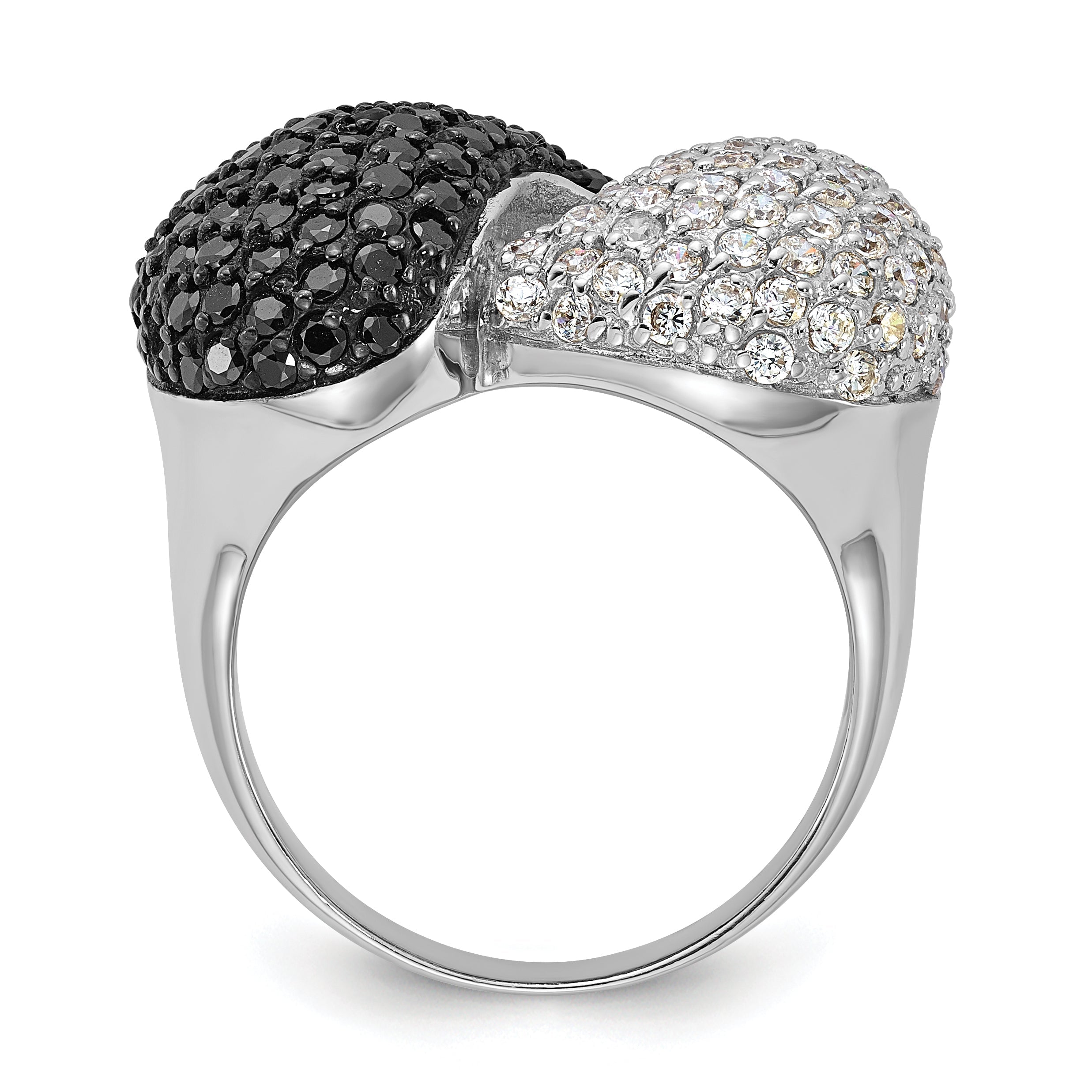 Sterlingsilber & Schwarz Rhodium Weiß Zirkonia Ring