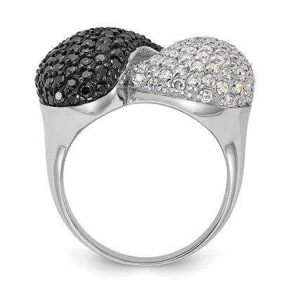 Sterlingsilber & Schwarz Rhodium Weiß Zirkonia Ring