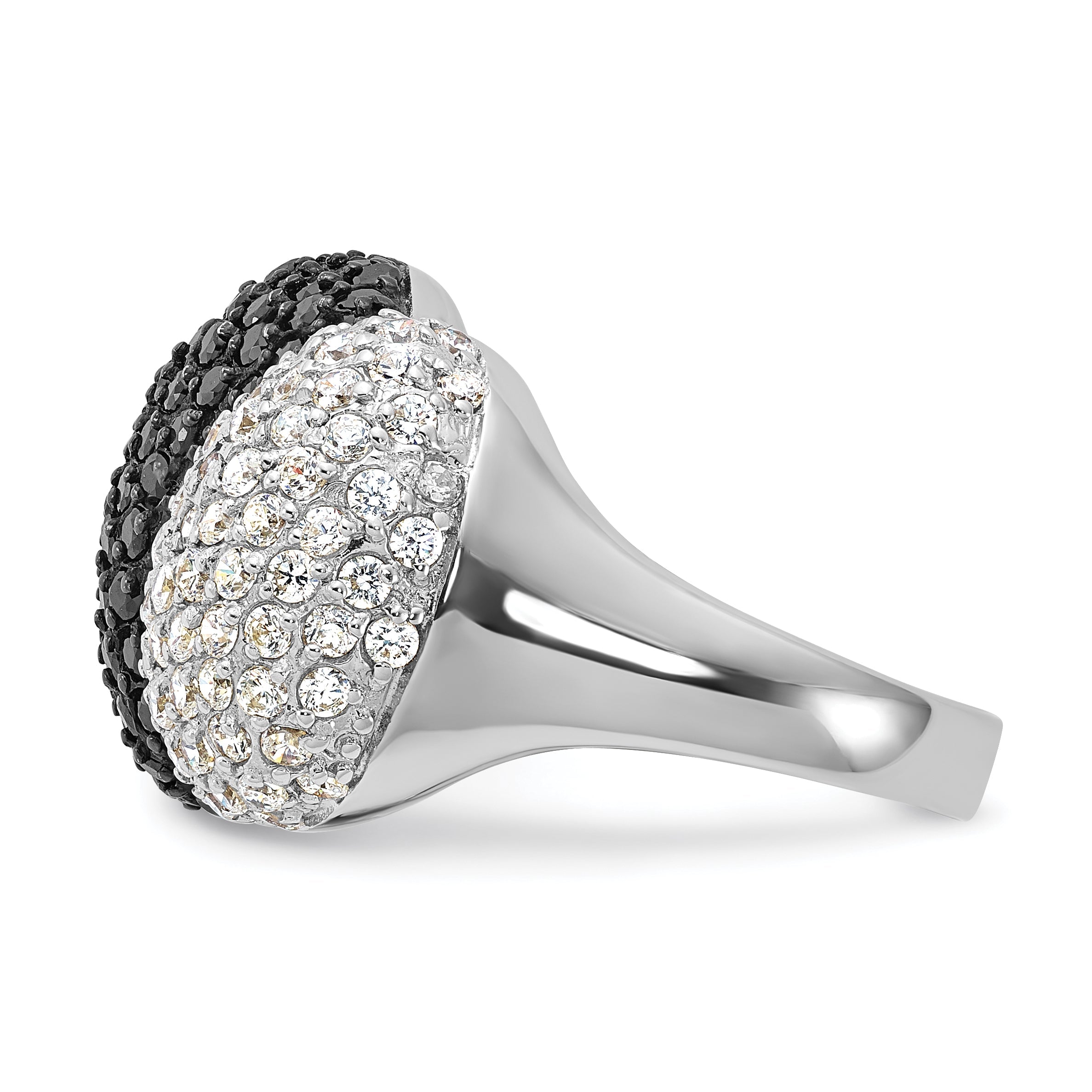 Sterlingsilber & Schwarz Rhodium Weiß Zirkonia Ring
