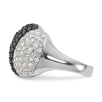 Sterlingsilber & Schwarz Rhodium Weiß Zirkonia Ring