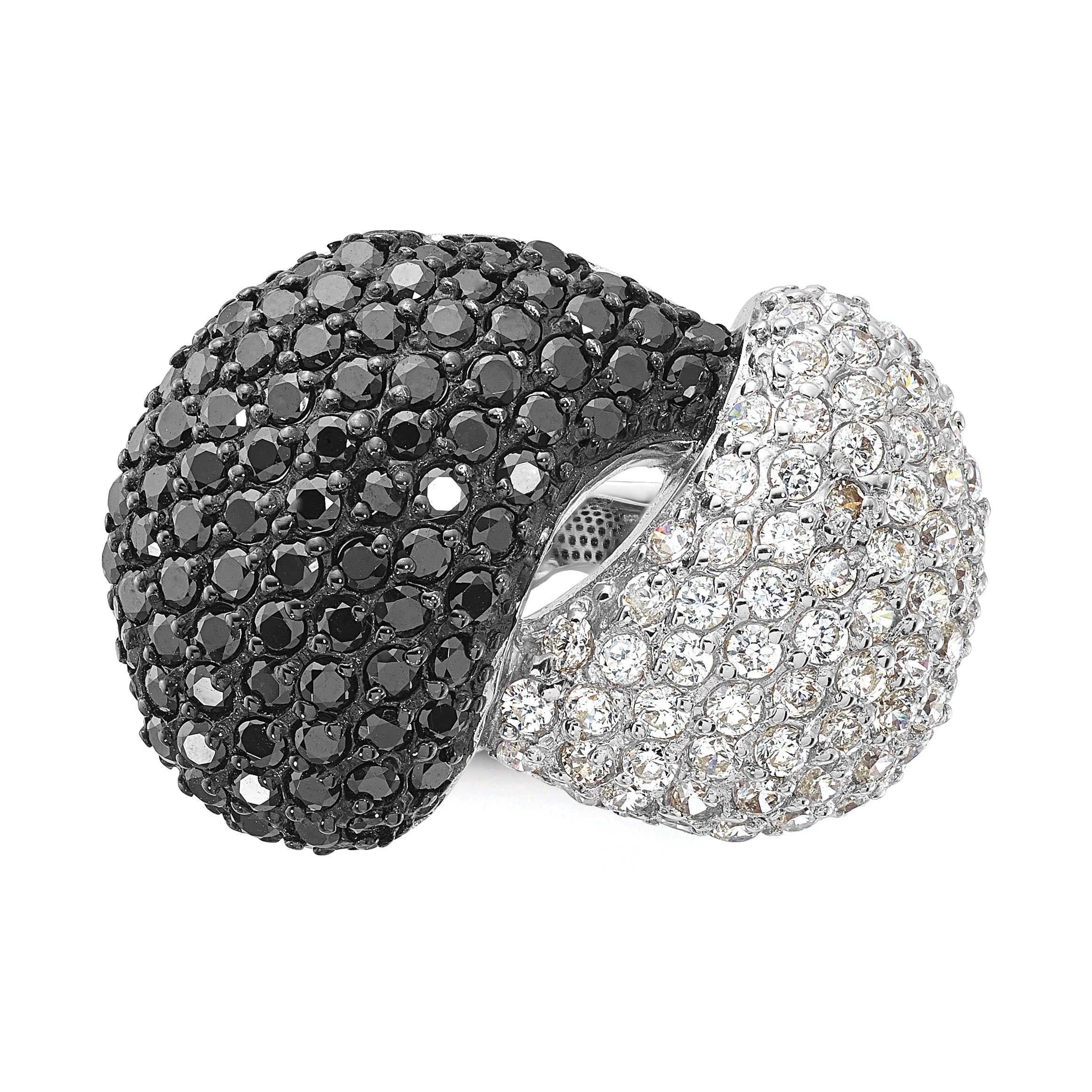 Sterlingsilber & Schwarz Rhodium Weiß Zirkonia Ring