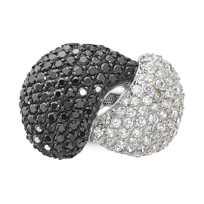 Sterlingsilber & Schwarz Rhodium Weiß Zirkonia Ring