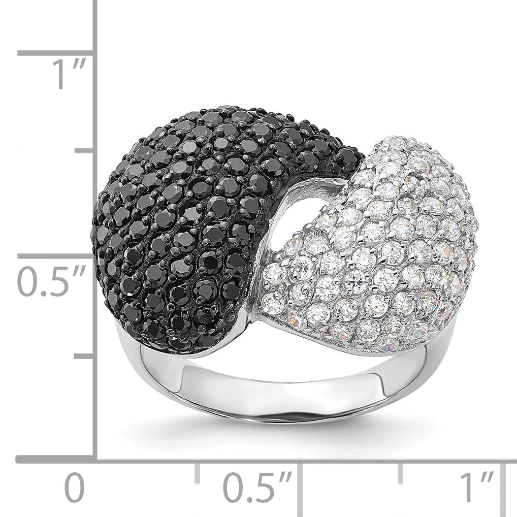 Sterlingsilber & Schwarz Rhodium Weiß Zirkonia Ring
