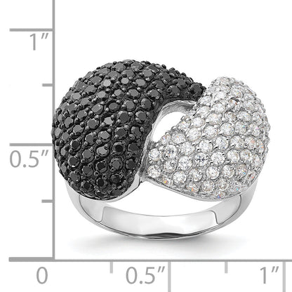 Sterlingsilber & Schwarz Rhodium Weiß Zirkonia Ring
