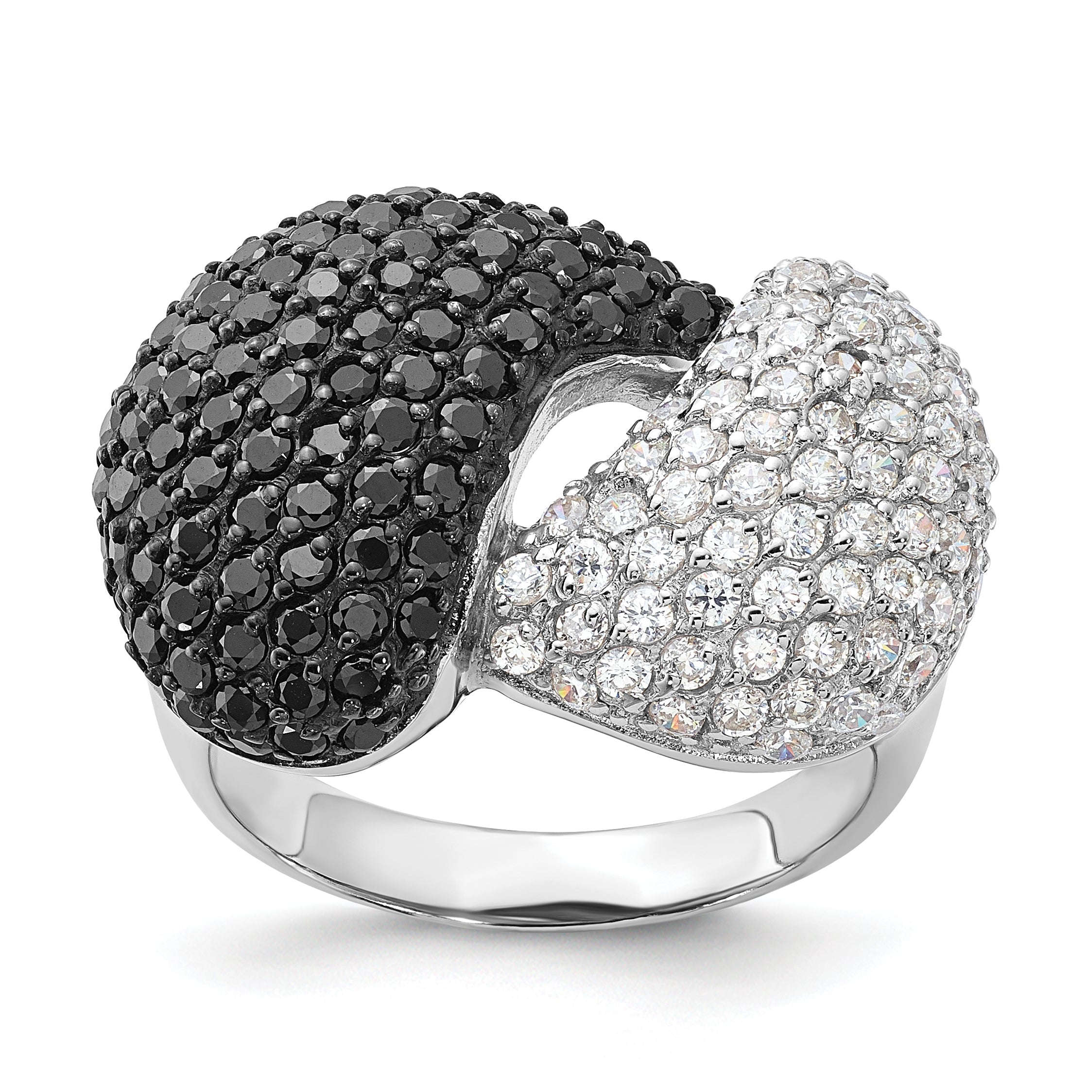 Sterlingsilber & Schwarz Rhodium Weiß Zirkonia Ring