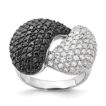 Sterlingsilber & Schwarz Rhodium Weiß Zirkonia Ring