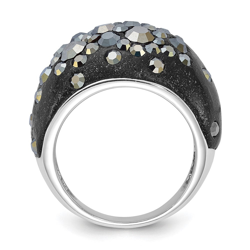 Sterlingsilber Rhodiniert Schwarz Clay & Preciosa Kristall Ring (size 6 Nur)