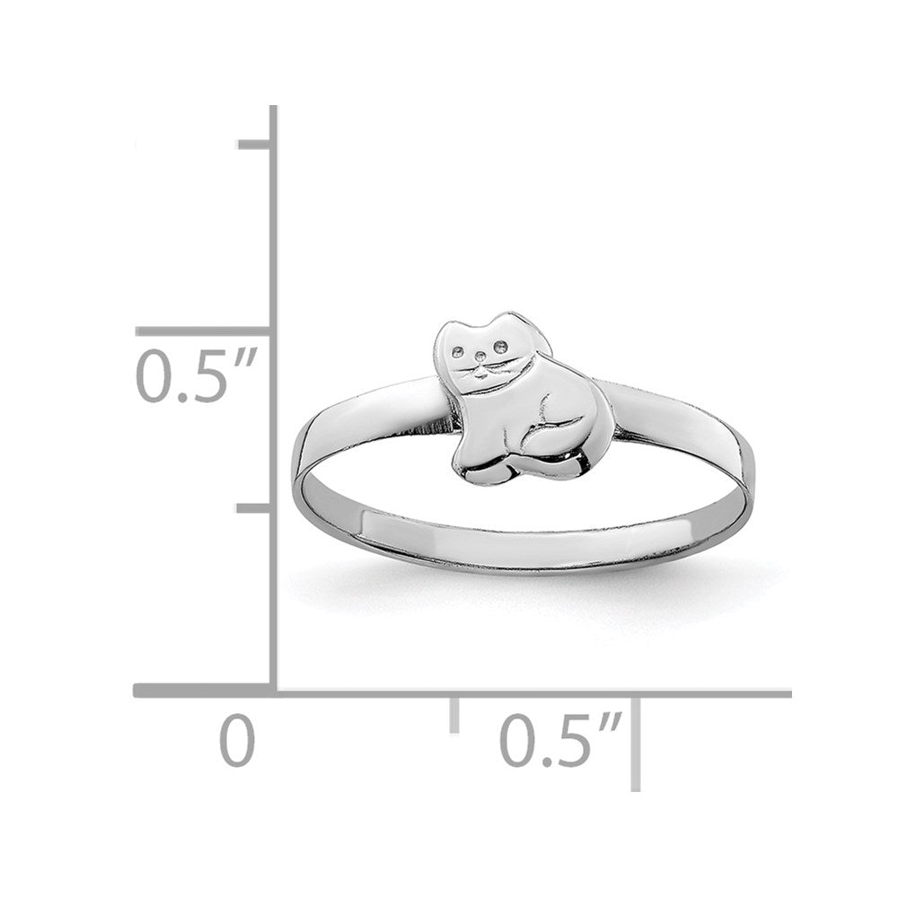 Sterlingsilber Rhodiniert Kind Poliert Kitty Katze Ring (size 4 Nur)