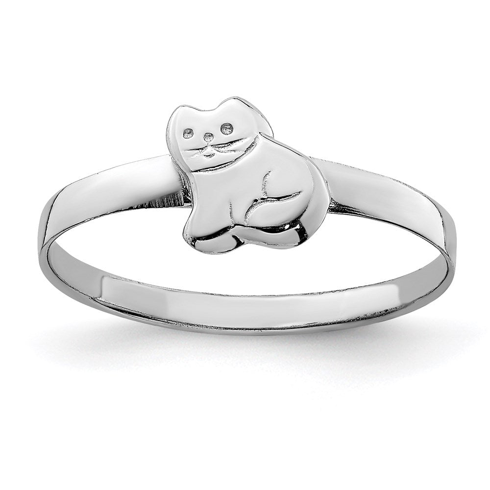 Sterlingsilber Rhodiniert Kind Poliert Kitty Katze Ring (size 4 Nur)