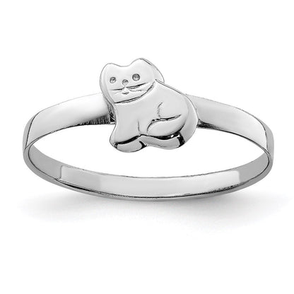 Sterlingsilber Rhodiniert Kind Poliert Kitty Katze Ring (size 4 Nur)