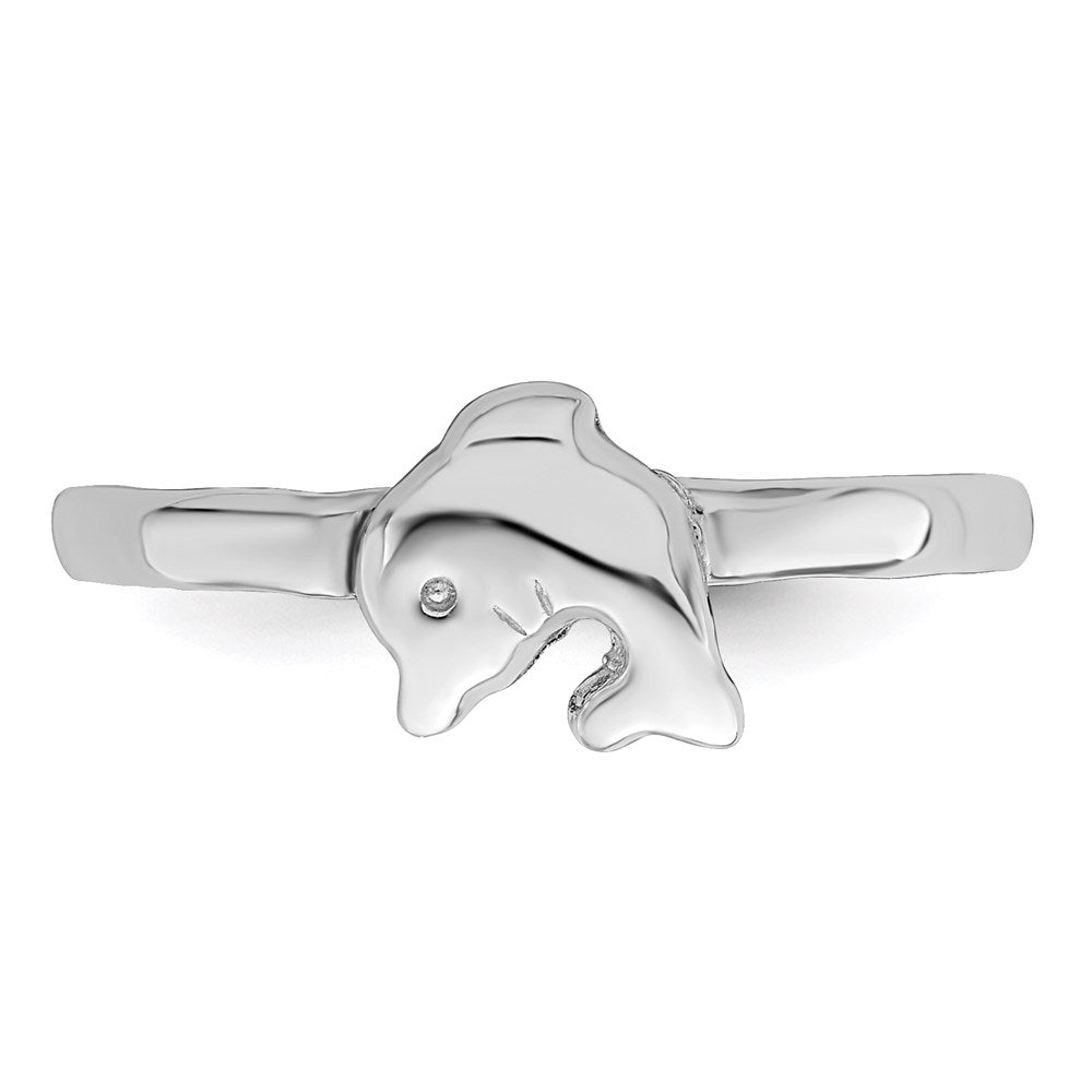 Sterlingsilber Rhodiniert Poliert Delfin Kinder Ring