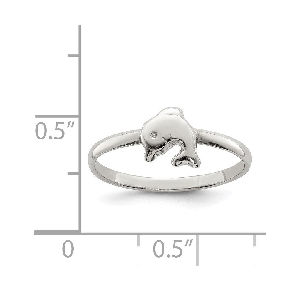 Sterlingsilber Rhodiniert Poliert Delfin Kinder Ring