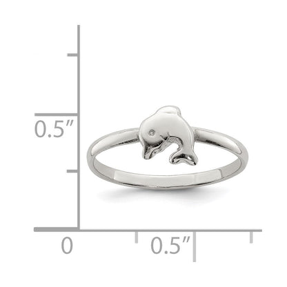 Sterlingsilber Rhodiniert Poliert Delfin Kinder Ring