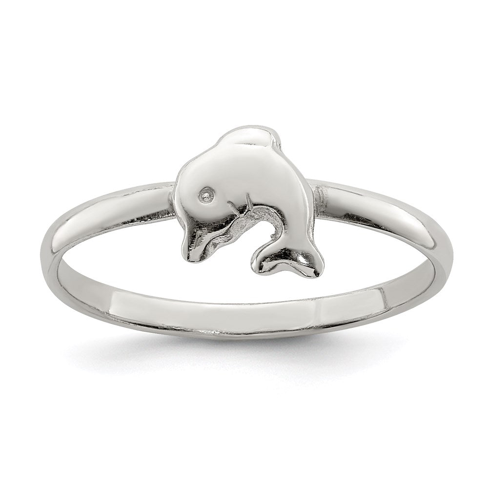 Sterlingsilber Rhodiniert Poliert Delfin Kinder Ring
