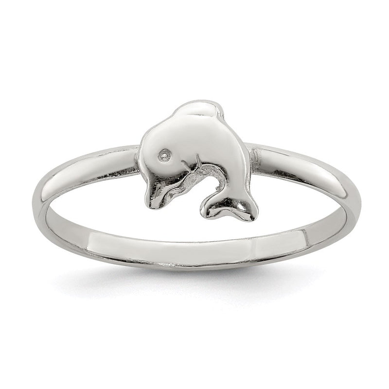 Sterlingsilber Rhodiniert Poliert Delfin Kinder Ring