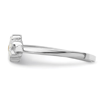 Sterlingsilber Rhodiniert Weiß & Gelb Emailliert Gänseblümchen Kinder Ring