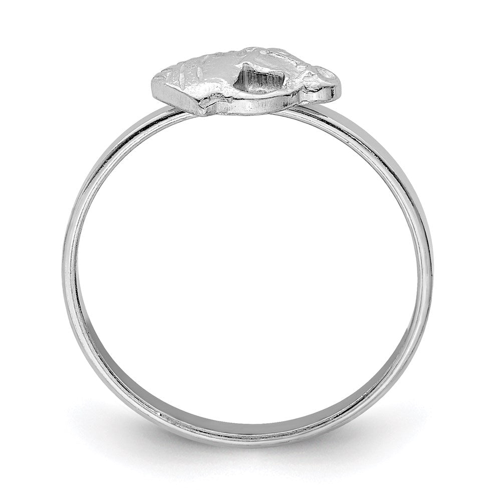 Sterlingsilber Rhodiniert Poliert & Strukturiert Pferd Kinder Ring