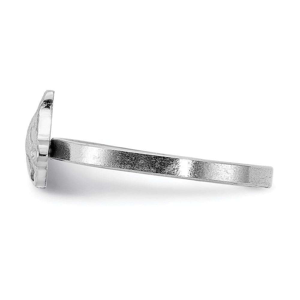 Sterlingsilber Rhodiniert Poliert & Strukturiert Pferd Kinder Ring