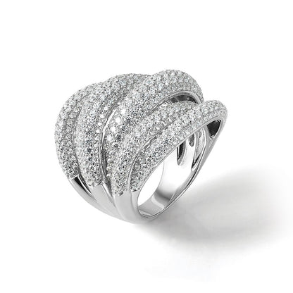 Sterlingsilber Schimmernd Rhodiniert 536 Stein Pavé‚äö Zirkonia Ring
