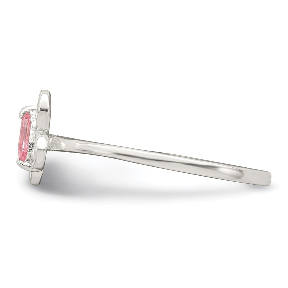 Sterlingsilber Poliert Rosa Zirkonia Schmetterling Kinder Ring