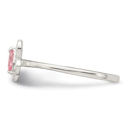 Sterlingsilber Poliert Rosa Zirkonia Schmetterling Kinder Ring