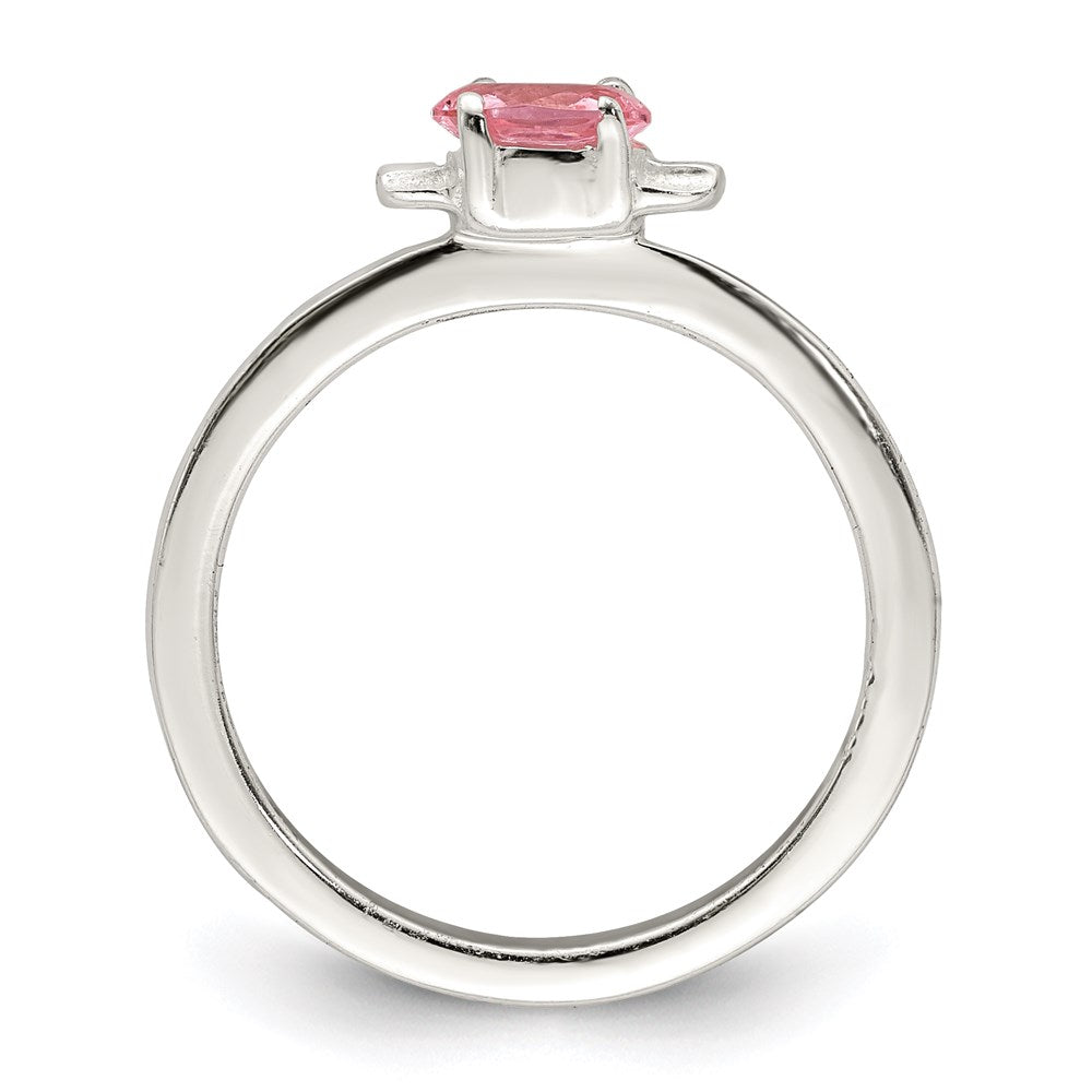 Sterlingsilber Poliert Rosa Zirkonia Candy Kinder Ring