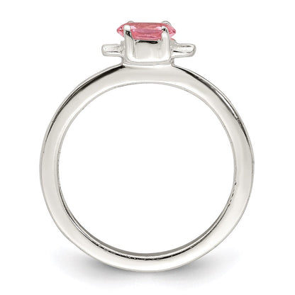Sterlingsilber Poliert Rosa Zirkonia Candy Kinder Ring