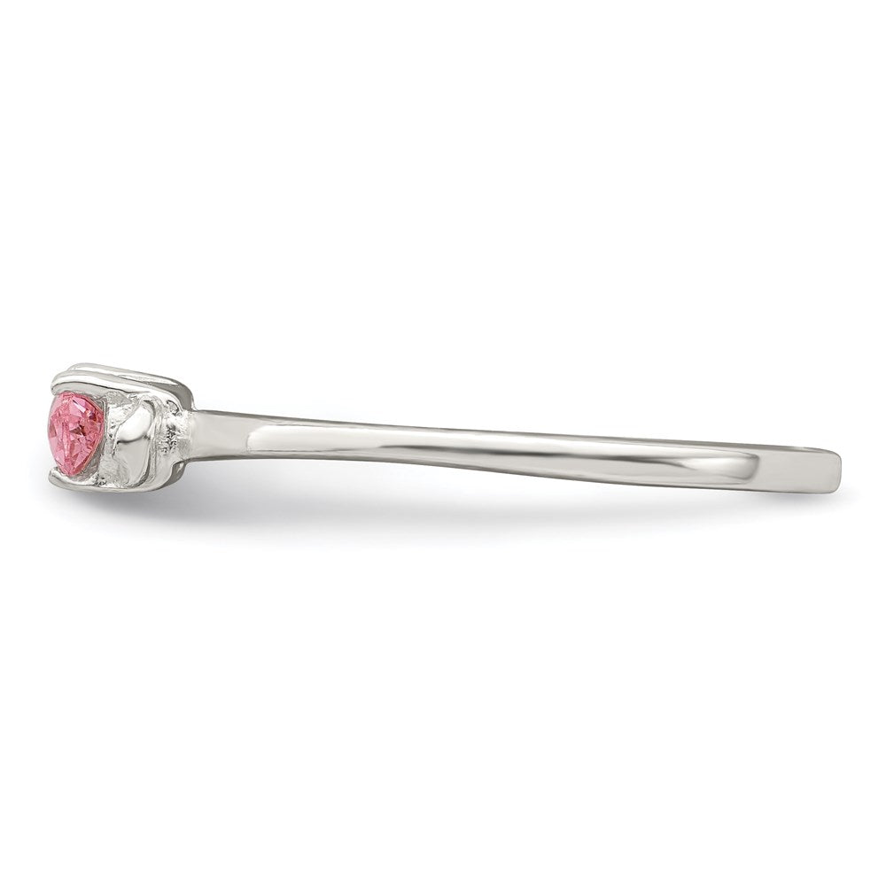Sterlingsilber Poliert Rosa Zirkonia Candy Kinder Ring