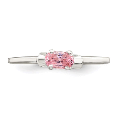 Sterlingsilber Poliert Rosa Zirkonia Candy Kinder Ring