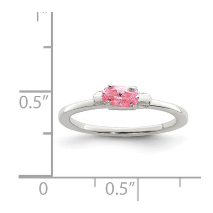 Sterlingsilber Poliert Rosa Zirkonia Candy Kinder Ring