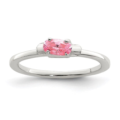 Sterlingsilber Poliert Rosa Zirkonia Candy Kinder Ring