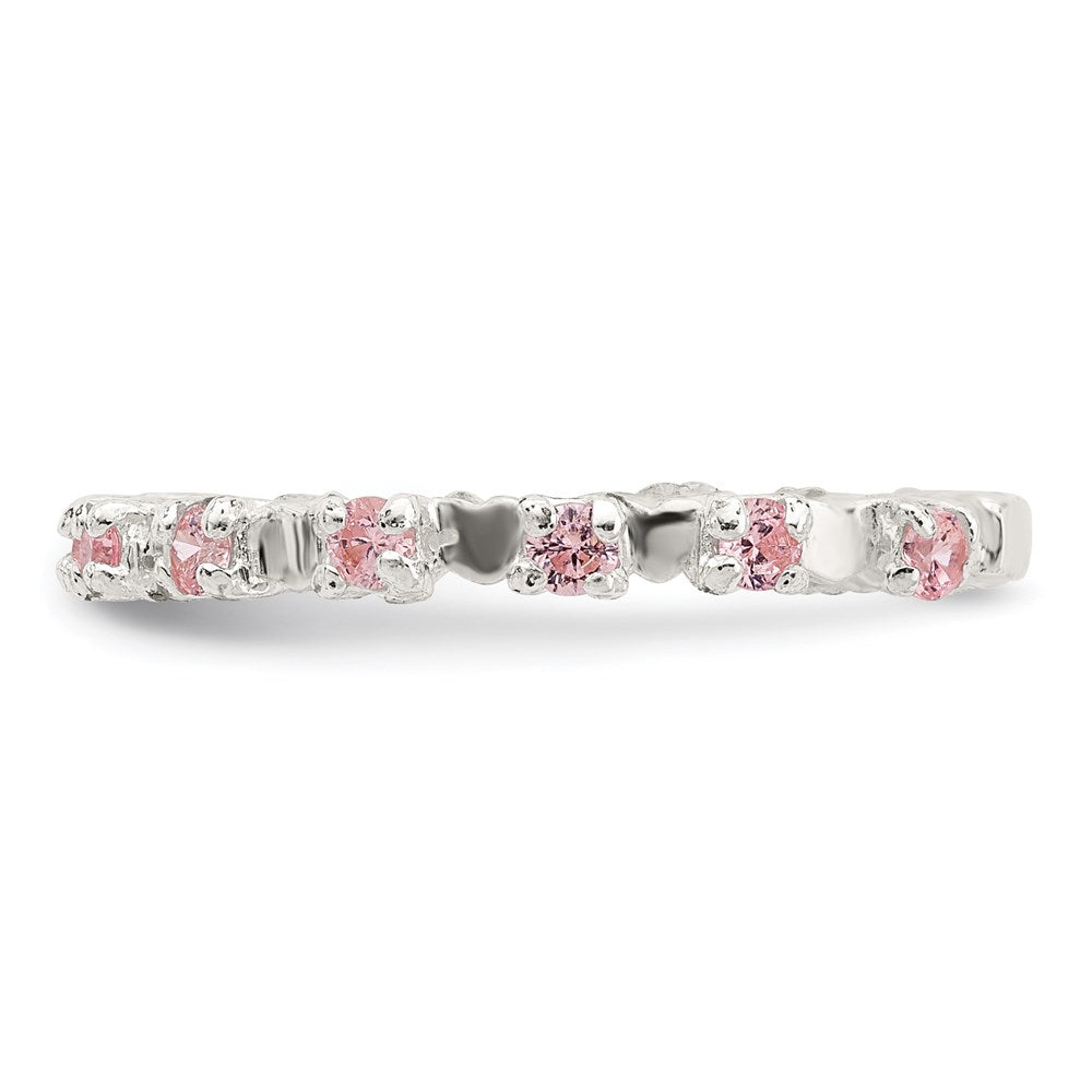 Sterlingsilber Poliert Rosa Zirkonia Kinder Ring