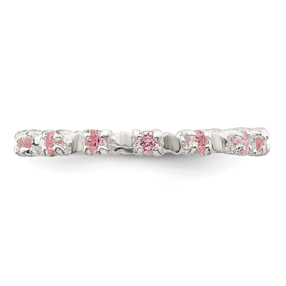 Sterlingsilber Poliert Rosa Zirkonia Kinder Ring