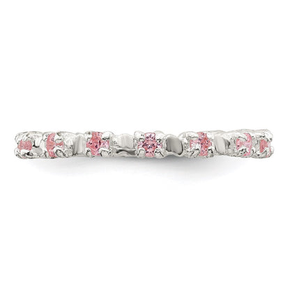 Sterlingsilber Poliert Rosa Zirkonia Kinder Ring