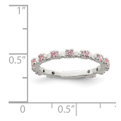 Sterlingsilber Poliert Rosa Zirkonia Kinder Ring