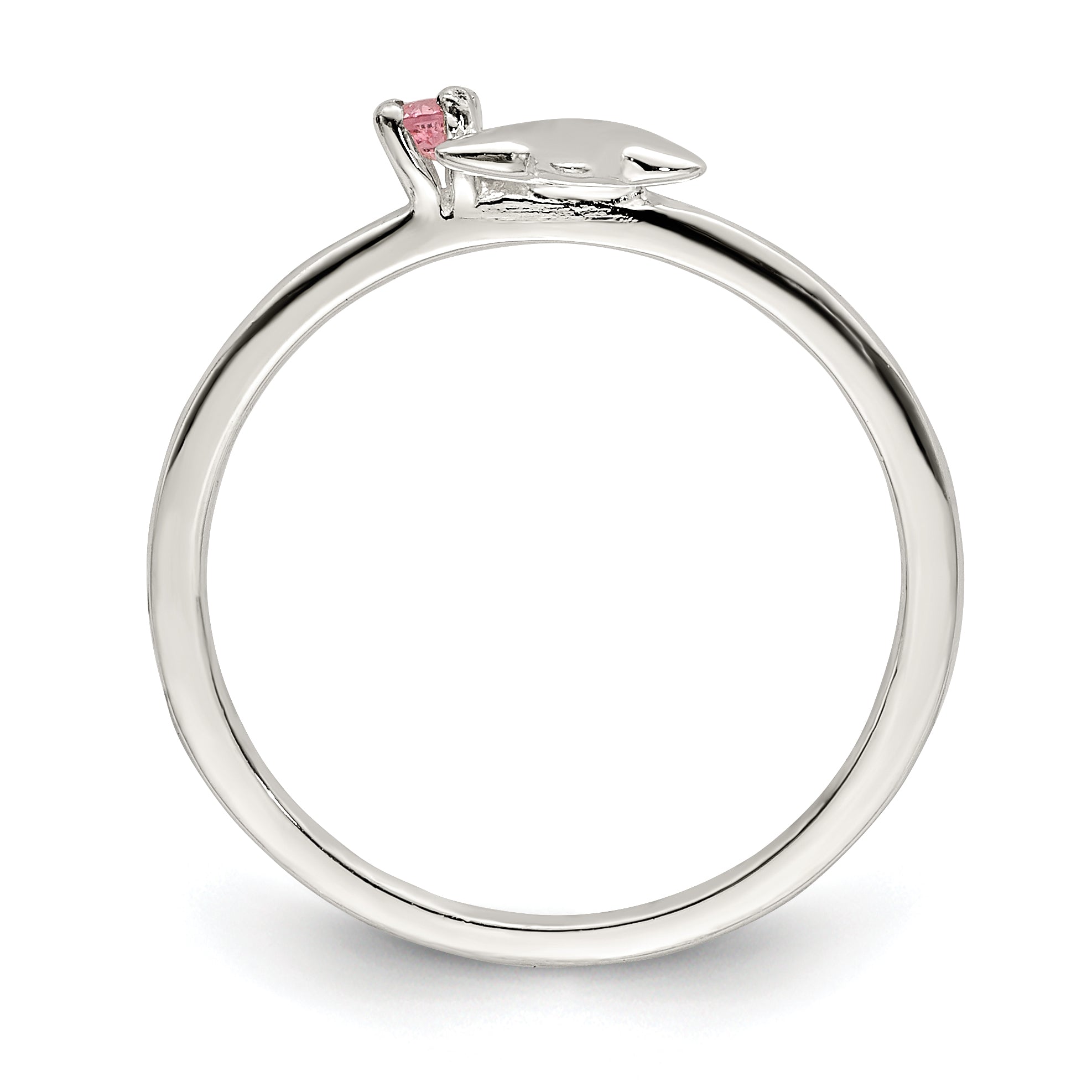Sterlingsilber Poliert Rosa Zirkonia & Stern Kinder Ring