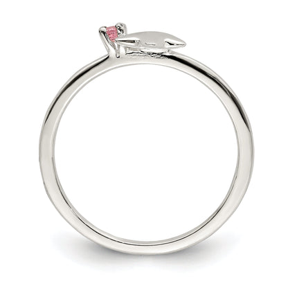 Sterlingsilber Poliert Rosa Zirkonia & Stern Kinder Ring