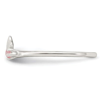 Sterlingsilber Poliert Rosa Zirkonia & Stern Kinder Ring