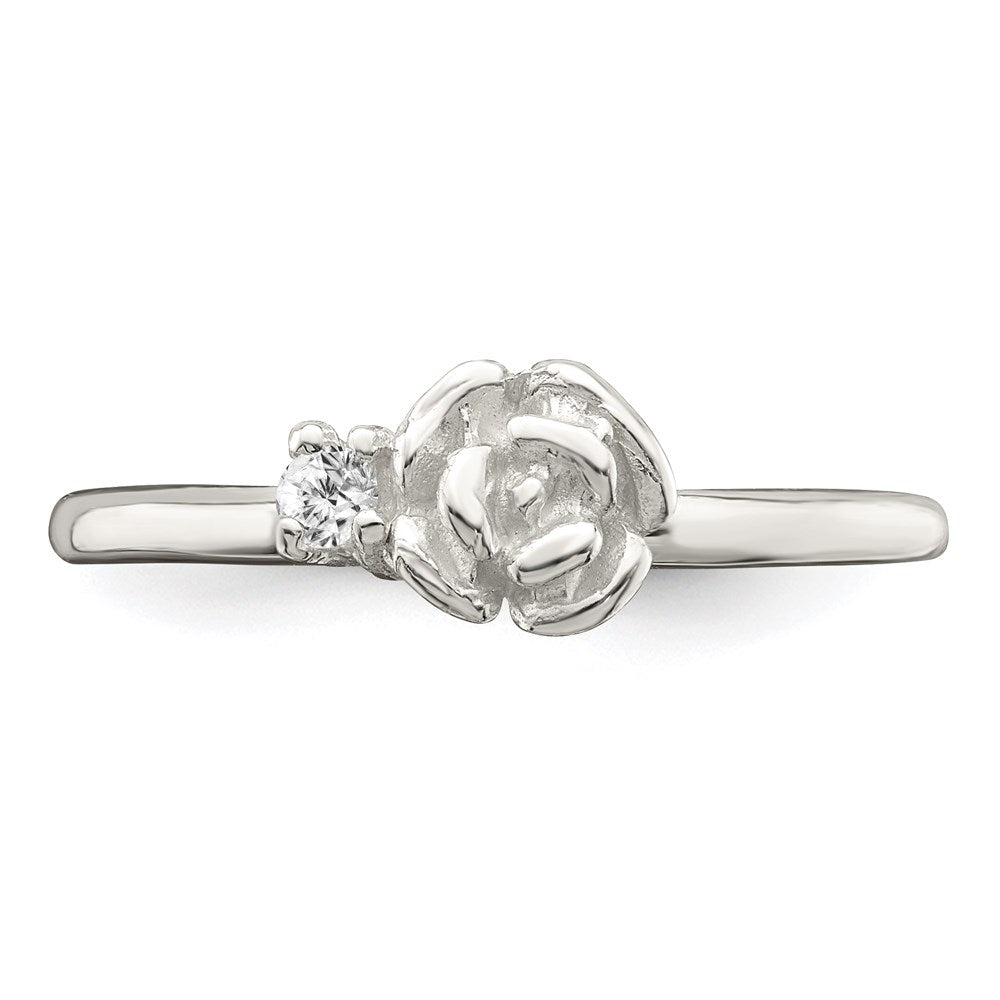 Sterlingsilber Klar Zirkonia Rose Kinder Ring