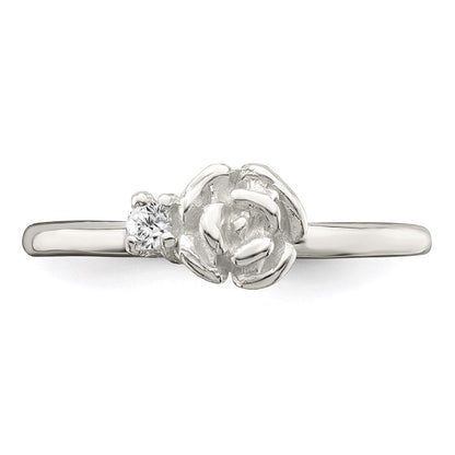 Sterlingsilber Klar Zirkonia Rose Kinder Ring