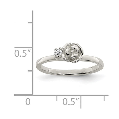 Sterlingsilber Klar Zirkonia Rose Kinder Ring