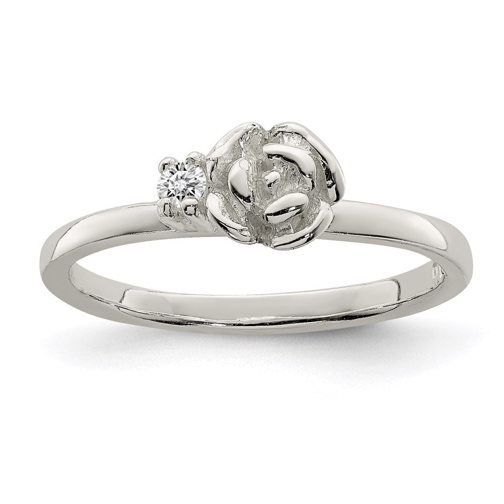 Sterlingsilber Klar Zirkonia Rose Kinder Ring
