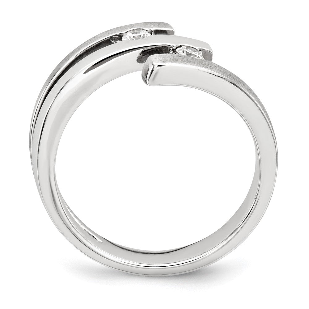 Sterlingsilber Gebürstet und Poliert Zirkonia Ring (size 7 Nur)