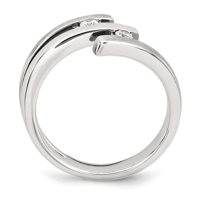 Sterlingsilber Gebürstet und Poliert Zirkonia Ring (size 7 Nur)