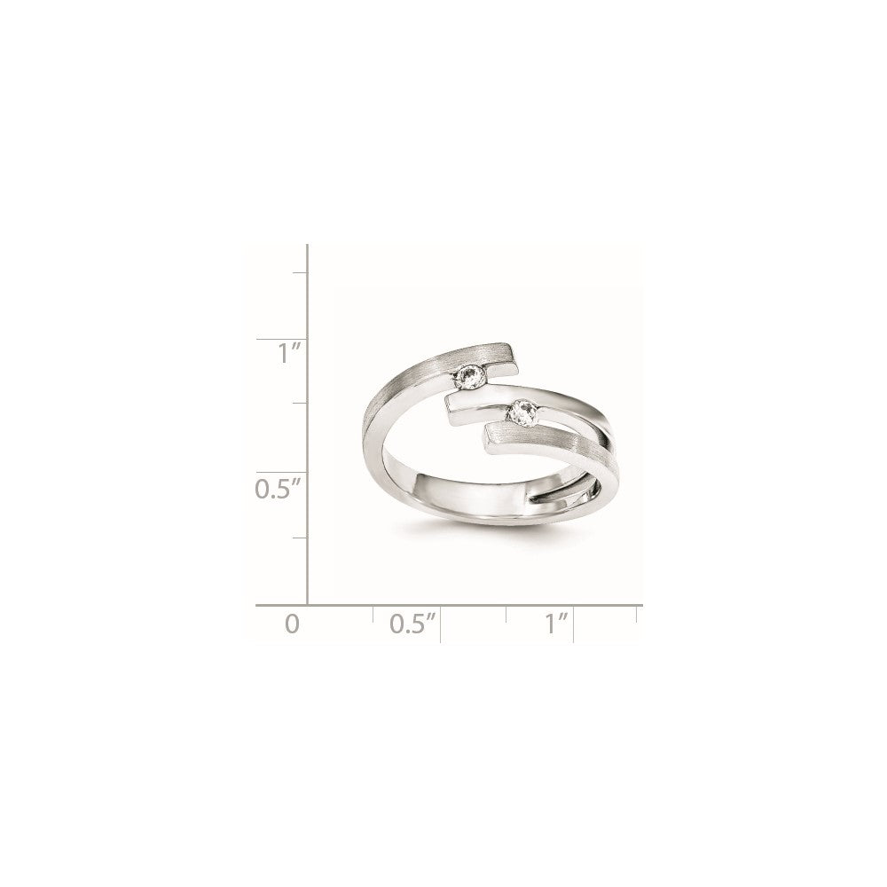 Sterlingsilber Gebürstet und Poliert Zirkonia Ring (size 7 Nur)