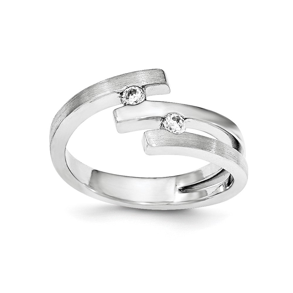 Sterlingsilber Gebürstet und Poliert Zirkonia Ring (size 7 Nur)